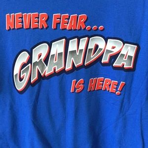 GILDAN Heavy Cotton t-shirt “Never fear…”, royal blue, size LARGE (men’s)